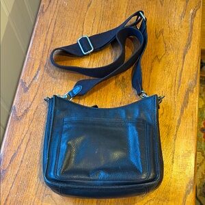 J.Jill Julianna pebbled leather crossbody bag w/ cotton webbing “guitar” strap.